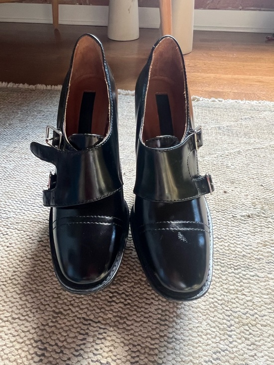 Burberry Prorsum Black Leather Platform Heels w/ Buckle | Chunky Lug Sole main image 5